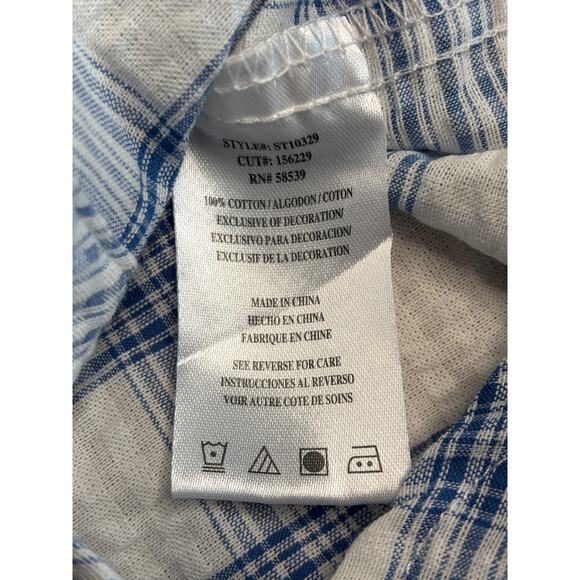 Kut from the Kloth Blue Plaid Snap Front Cotton Shirt Jacket Shacket Small - Picture 9 of 11